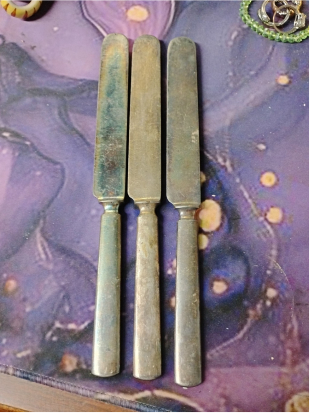 Antique Rogers & Bro. 12 Waterbury Conn. Triple Plate Dinner Knives - Set of 3